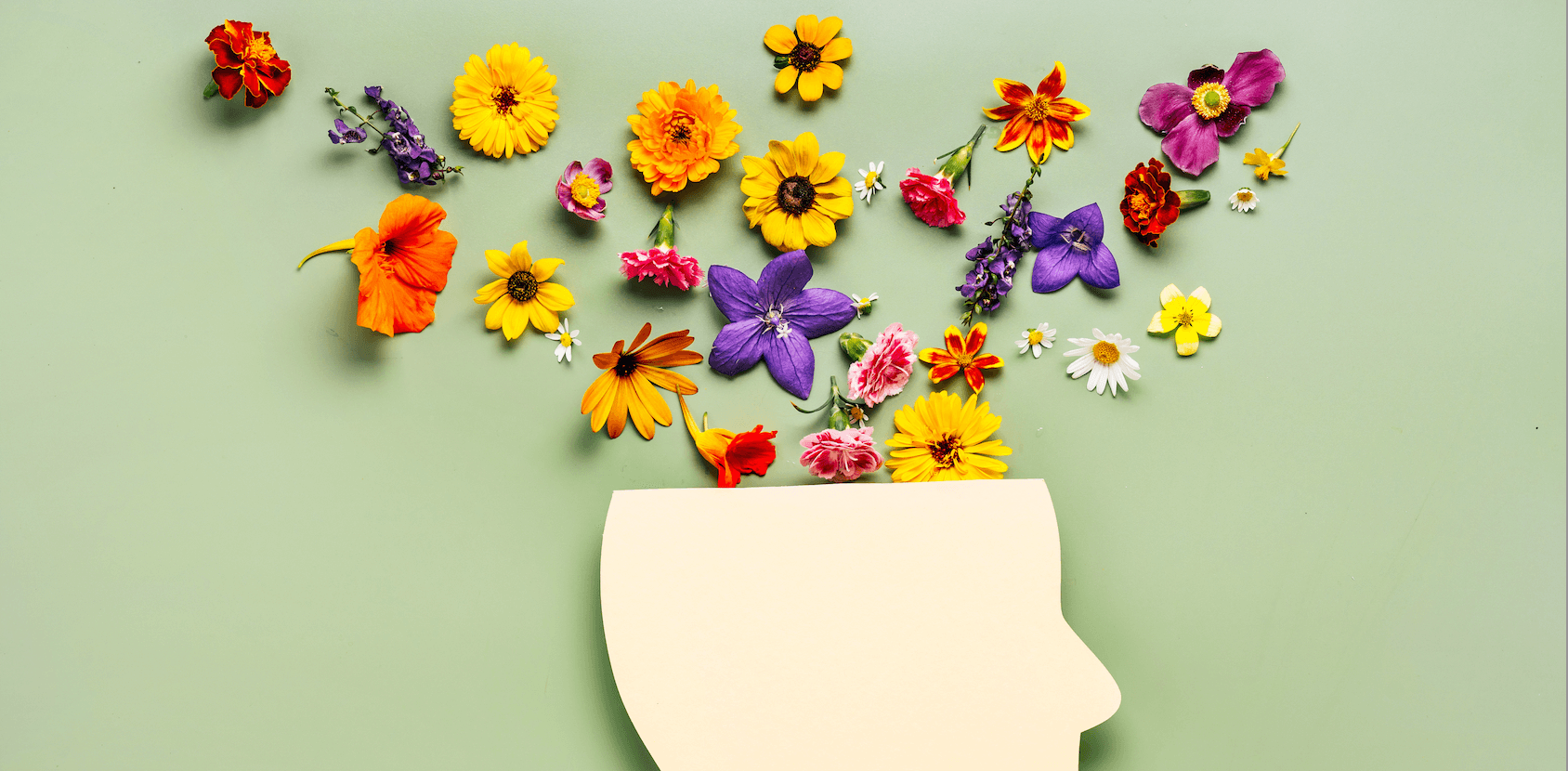 Image of mind and flowers for Mental Health Awareness Blog post
